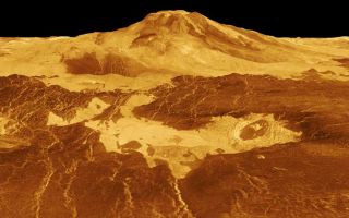 <h1>PIA00107:  Venus - 3D Perspective View of Sapas Mons</h1><div class="PIA00107" lang="en" style="width:800px;text-align:left;margin:auto;background-color:#000;padding:10px;max-height:150px;overflow:auto;">Sapas Mons is displayed in the center of this computer-generated three-dimensional perspective view of the surface of Venus. The viewpoint is located 527 kilometers (327 miles) northwest of Sapas Mons at an elevation of 4 kilometers (2.5 miles) above the terrain. Lava flows extend for hundreds of kilometers across the fractured plains shown in the foreground to the base of Sapas Mons. The view is to the southeast with Sapas Mons appearing at the center with Maat Mons located in the background on the horizon. Sapas Mons, a volcano 400 kilometers (248 miles) across and 1.5 kilometers (0.9 mile) high is located at approximately 8 degrees north latitude, 188 degrees east longitude, on the western edge of Atla Regio. Its peak sits at an elevation of 4.5 kilometers (2.8 miles) above the planet's mean elevation. Sapas Mons is named for a Phoenician goddess. The vertical scale in this perspective has been exaggerated 10 times. Rays cast in a computer intersect the surface to create a three-dimensional perspective view. Simulated color and a digital elevation map developed by the U.S. Geological Survey are used to enhance small-scale structure. The simulated hues are based on color images recorded by the Soviet Venera 13 and 14 spacecraft. The image was produced by the Solar System Visualization project and the Magellan Science team at the JPL Multimission Image Processing Laboratory and is a single frame from a video released at the April 22, 1992 news conference.<br /><br /><a href="http://photojournal.jpl.nasa.gov/catalog/PIA00107" onclick="window.open(this.href); return false;" title="Voir l'image 	 PIA00107:  Venus - 3D Perspective View of Sapas Mons	  sur le site de la NASA">Voir l'image 	 PIA00107:  Venus - 3D Perspective View of Sapas Mons	  sur le site de la NASA.</a></div>