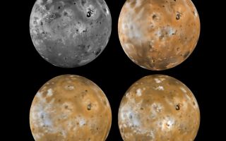 <h1>PIA00712:  Resurfacing of the Jupiter-facing hemisphere of Io</h1><div class="PIA00712" lang="en" style="width:800px;text-align:left;margin:auto;background-color:#000;padding:10px;max-height:150px;overflow:auto;">Four views of the hemisphere of Io which faces Jupiter showing changes seen on June 27th, 1996 by the Galileo spacecraft as compared to views seen by the Voyager spacecraft during the 1979 flybys. Clockwise from upper left is a Voyager 1 high resolution image, a Voyager 1 color image, a Galileo color image, and a Voyager 2 color image. North is to the top of the picture. Voyager and Galileo images have been adjusted to provide comparable color balances similar to Voyager color. The most dramatic changes between Voyagers 1 and 2, just 4 months apart, were the effects of the eruptions of Surt (latitude +45 degrees) and Aten Patera (latitude -48 degrees) which darkened the caldera floors and left diffuse pyroclastic deposits covering areas about 1400 km in diameter (about the size of Alaska). In the Galileo image the Surt and Aten regions appear much more similar to the Voyager 1 pre-eruption images than to the Voyager 2 images. The plume deposits appear to have largely 'faded away' and the calderas have brightened. The Surt and Aten plume deposits had spectral properties similar to the plume deposits of Pele. Pele's deposits have not faded, suggesting that Pele had remained intermittently active whereas Surt and Aten are only rarely active. The Jet Propulsion Laboratory, Pasadena, CA manages the mission for NASA's Office of Space Science, Washington, DC. This image and other images and data received from Galileo are posted on the World Wide Web, on the Galileo mission home page at URL http://galileo.jpl.nasa.gov. Background information and educational context for the images can be found at <a href="http://www2.jpl.nasa.gov/galileo/sepo/" target="_blank">http://www.jpl.nasa.gov/galileo/sepo</a>..<br /><br /><a href="http://photojournal.jpl.nasa.gov/catalog/PIA00712" onclick="window.open(this.href); return false;" title="Voir l'image 	 PIA00712:  Resurfacing of the Jupiter-facing hemisphere of Io	  sur le site de la NASA">Voir l'image 	 PIA00712:  Resurfacing of the Jupiter-facing hemisphere of Io	  sur le site de la NASA.</a></div>