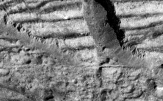 <h1>PIA01182:  Very High Resolution Image of Icy Cliffs on Europa</h1><div class="PIA01182" lang="en" style="width:800px;text-align:left;margin:auto;background-color:#000;padding:10px;max-height:150px;overflow:auto;">This image, taken by the camera onboard NASA's Galileo spacecraft, is a very high resolution view of the Conamara Chaos region on Jupiter's moon Europa. It shows an area where icy plates have been broken apart and moved around laterally. The top of this image is dominated by corrugated plateaus ending in icy cliffs over a hundred meters (a few hundred feet) high. Debris piled at the base of the cliffs can be resolved down to blocks the size of a house. A fracture that runs horizontally across and just below the center of the Europa image is about the width of a freeway.<p>North is to the top right of the image, and the sun illuminates the surface from the east. The image is centered at approximately 9 degrees north latitude and 274 degrees west longitude. The image covers an area approximately 1.7 kilometers by 4 kilometers (1 mile by 2.5 miles). The resolution is 9 meters (30 feet) per picture element. This image was taken on December 16, 1997 at a range of 900 kilometers (540 miles) by Galileo's solid state imaging system.<p>The Jet Propulsion Laboratory, Pasadena, CA manages the Galileo mission for NASA's Office of Space Science, Washington, DC. JPL is an operating division of California Institute of Technology (Caltech).<p>This image and other images and data received from Galileo are posted on the World Wide Web, on the Galileo mission home page at URL http://www.jpl.nasa.gov/ galileo.<br /><br /><a href="http://photojournal.jpl.nasa.gov/catalog/PIA01182" onclick="window.open(this.href); return false;" title="Voir l'image 	 PIA01182:  Very High Resolution Image of Icy Cliffs on Europa	  sur le site de la NASA">Voir l'image 	 PIA01182:  Very High Resolution Image of Icy Cliffs on Europa	  sur le site de la NASA.</a></div>