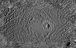 <h1>PIA01659:  Buto Facula - A palimpsest on Ganymede</h1><div class="PIA01659" lang="en" style="width:800px;text-align:left;margin:auto;background-color:#000;padding:10px;max-height:150px;overflow:auto;"><p>This image shows a mosaic of Buto Facula, a so-called "palimpsest" situated in Marius Regio on Jupiter's largest satellite Ganymede. Palimpsests are bright, nearly circular patches that are believed to be remnant impact features. They preferentially, but not exclusively, occur in Ganymede's more densely cratered, older, dark terrain units and may also be found on Ganymede's outer neighbor Callisto.</p><p>The higher resolution digital image data in the center were obtained by the Solid State Imaging (SSI) camera system onboard the NASA spacecraft Galileo in May 1997 during Galileo's 8th orbit around Jupiter from a distance of about 18,600 km (11,560 miles). The pixel resolution is 180 m/pixel - the smallest features that are still discernible are about 360 m across. The sun illuminates the scene from the right at low angle, so morphological features are accentuated by long shadows. North is pointing towards the top of the mosaic. The lower resolution context in the background is given by Voyager images from 1979 when that spacecraft passed through the Jovian system at far greater distance from Ganymede than Galileo. The image center is about 12 degrees north of Ganymede's equator at a longitude of 24 degrees East.</p><p>From the center of Buto Facula outward, several morphological zones can be distinguished. The center of the palimpsest, about 40 to 50 km (25 to 31 miles) in diameter, is dominated by a relatively smooth (at SSI resolution) area that shows isolated small hills near the limit of resolution. The outline of the smooth area is roughly elliptical and in some parts petal-shaped. Also, inward-facing scarps occur along some parts of the outer boundary of the inner zone. The next outer zone is characterized by a much rougher surface and two to three almost circular ridges that don't form closed circles but rather concentric ring arcs instead. These ridges are about 40 km apart. The outermost zone is somewhat less rough than the ridge-arc zone and shows vestiges of underlying topographic features such as dark-terrain furrows and, as seen in the northeastern part of the mosaic, covers about half of an older crater. The outward boundary of Buto Facula, about 290 km (180 miles) across, is defined by a clear albedo difference on lower-resolution Voyager images taken at higher sun illumination angle, whereas on low-sun SSI frames, chains of presumably secondary craters appear just outside of the boundary zone. This is good evidence for Buto Facula being an impact structure.</p><p>A younger, fresh impact crater, about 20 km (12.5 miles) in diameter, cuts one of the ridges. Several clusters of secondaries within Buto Facula may be associated with this crater. A narrow, linear, NE-SW oriented scar about 40 km long very likely represents a crater chain whose individual craters are not well distinguishable at this resolution. Similar features may be observed elsewhere on Ganymede.</p><p>Currently, there are two models that describe the origin of palimpsests. In one model, the morphology of these features was almost completely erased by viscous surface relaxation that took place over several 100 million years. According to another model, the palimpsest morphology formed almost immediately subsequent to the impact of a high-velocity projectile that punched through the crust into a liquid or plastic layer, excavating highly mobilized material that was emplaced as a slush or slurry across the surface.</p><p>Densities of craters superimposed on surface features such as palimpsests are used to compare older and younger surface units. Absolute ages derived from crater densities, however, are model-dependent. In one crater chronology model, based on impacts dominated by asteroids, palimpsests may be rather old features, pointing back in time to a period of more intense bombardment than today, and may have ages on the order of 3.8 to 4 billion years. In a different model, based on impacts preferentially by comets with a more or less constant impact rate, palimpsests can be as "young" as only a few hundred million years.</p><p>The Jet Propulsion Laboratory, Pasadena, CA manages the Galileo mission for NASA's Office of Space Science, Washington, DC.</p><p>This image and other images and data received from Galileo are posted on the World Wide Web, on the Galileo mission home page at URL <a href="http://solarsystem.nasa.gov/galileo/" target="_blank">http://solarsystem.nasa.gov/galileo/</a>. Background information and educational context for the images can be found at URL <a href="http://www2.jpl.nasa.gov/galileo/sepo/" target="_blank">http://www.jpl.nasa.gov/galileo/sepo</a><br /><br /><a href="http://photojournal.jpl.nasa.gov/catalog/PIA01659" onclick="window.open(this.href); return false;" title="Voir l'image 	 PIA01659:  Buto Facula - A palimpsest on Ganymede	  sur le site de la NASA">Voir l'image 	 PIA01659:  Buto Facula - A palimpsest on Ganymede	  sur le site de la NASA.</a></div>