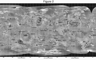 <h1>PIA01663:  Highest Resolution mosaic of Io</h1><div class="PIA01663" lang="en" style="width:800px;text-align:left;margin:auto;background-color:#000;padding:10px;max-height:150px;overflow:auto;"><p>This global mosaic shows the highest resolution Galileo images available of Jupiter's moon, Io. North is to the top of the picture. The images, obtained at low sun illumination angles (high sun-target-spacecraft angles)which emphasize topographic shadows, were taken by the Solid State Imaging (SSI) system on NASA's Galileo spacecraft over the course of several orbits. The grid identifies the names and locations of several of Io's main features. Several active but as yet unnamed volcanic features are indicated by arrows. While volcanic centers are rather evenly distributed, almost all of the active plumes and long-lived hot spots seen over the span of NASA's Galileo mission at Jupiter or during the flyby's of NASA's Voyager spacecraft in 1979 are within 30 degrees of the equator.</p><p>The Jet Propulsion Laboratory, Pasadena, CA manages the Galileo mission for NASA's Office of Space Science, Washington, DC.</p><p>This image and other images and data received from Galileo are posted on the World Wide Web, on the Galileo mission home page at URL<a href="http://solarsystem.nasa.gov/galileo/" target="_blank">http://solarsystem.nasa.gov/galileo/</a>. Background information and educational context for the images can be found at <a href="http://www2.jpl.nasa.gov/galileo/sepo/" target="_blank">http://www.jpl.nasa.gov/galileo/sepo</a>.<br /><br /><a href="http://photojournal.jpl.nasa.gov/catalog/PIA01663" onclick="window.open(this.href); return false;" title="Voir l'image 	 PIA01663:  Highest Resolution mosaic of Io	  sur le site de la NASA">Voir l'image 	 PIA01663:  Highest Resolution mosaic of Io	  sur le site de la NASA.</a></div>