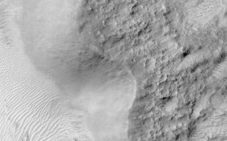 <h1>PIA02007:  Once Pitted, Twice Spied: A New High Resolution View Inside Escalante Crater</h1><div class="PIA02007" lang="en" style="width:596px;text-align:left;margin:auto;background-color:#000;padding:10px;max-height:150px;overflow:auto;">Click here to see a higher resolution version of <a href="/figures/moc2_120a.jpg">MOC2_120a</a> and <a href="/figures/moc2_120b.jpg">MOC2_120b</a><p>During the year spent waiting to achieve the planned circular, polar Mapping Orbit, the Mars Global Surveyor (MGS) Mars Orbiter Camera (MOC) took about 1170pictures that had resolutions in the 2 to 20 meters (7-66 feet) per pixel range. These pictures were obtained between September 1997 and September 1998, and are now archived with NASA and available to the public at <a href="http://ida.wr.usgs.gov/">NASAPDS--http://ida.wr.usgs.gov/</a>. Although these pictures were generally a vast improvement in spatial resolution compared to the previous images from Viking and Mariner, the latest pictures from MOC--taken this month (April 1999) from the proper Mapping Orbit--demonstrate the power of the MOC when in focus and operating at the correct altitude (~380 km or 235 miles).</p><p>The Viking Orbiter picture on the left, above, shows the 83 kilometers-(52 miles)-wide crater, Escalante. Located on the martian equator at 245°W longitude, a portion of this crater's floor was seen by MOC before the mapping mission began, at a resolution of 9.4 meters (31 feet) per pixel as shown in the middle image. The new picture--on the right--peers down into one of the pits seen in the earlier MOC image--only now it is viewed at 1.8 meters (6 feet) per pixel.</p><p>The new high resolution image (right) covers an area only 1.5 kilometers (0.9 miles)wide and shows that the crater floor--which appears relatively smooth in the context view on the left--is actually quite rough at the scale that a human being would notice if trying to hike around in this landscape. The latest picture also shows small, bright windblown dunes that were not visible in the earlier MOC image.</p><p>MOC2-120a is a mosaic of Viking Orbiter images 381s62 and 379s47, and MOC2-120b is a subframe of MGS MOC image SPO-2-382/04. The large white box shows the location of MOC2-120b, and the small white box shows the location of MOC2-120c. In MOC2-120a and MOC2-120b, illumination is from the right/upper right, in MOC2-120c it is from the left.</p><p>Malin Space Science Systems and the California Institute of Technology built the MOC using spare hardware from the Mars Observer mission. MSSS operates the camera from its facilities in San Diego, CA. The Jet Propulsion Laboratory's Mars Surveyor Operations Project operates the Mars Global Surveyor spacecraft with its industrial partner, Lockheed Martin Astronautics, from facilities in Pasadena, CA and Denver, CO.</p><br /><br /><a href="http://photojournal.jpl.nasa.gov/catalog/PIA02007" onclick="window.open(this.href); return false;" title="Voir l'image 	 PIA02007:  Once Pitted, Twice Spied: A New High Resolution View Inside Escalante Crater	  sur le site de la NASA">Voir l'image 	 PIA02007:  Once Pitted, Twice Spied: A New High Resolution View Inside Escalante Crater	  sur le site de la NASA.</a></div>