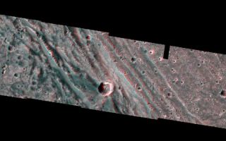 <h1>PIA02578:  Bright-Dark terrain boundary in stereo</h1><div class="PIA02578" lang="en" style="width:800px;text-align:left;margin:auto;background-color:#000;padding:10px;max-height:150px;overflow:auto;"><p>The boundary between the bright terrain of Harpagia Sulcus (right) and dark terrain of Nicholson Regio (left) areas of Jupiter's moon Ganymede springs out when viewed through red/blue 3-D glasses, in this image taken by NASA's Galileo spacecraft as it flew by Ganymede on May 20,2000.</p><p>Details of the rough, ancient, heavily cratered dark terrain of Nicholson Regio are in stark contrast to the very smooth, bright, young terrain of Harpagia Sulcus. In the center lies the transition to the boundary between these two regions, providing evidence that extensional faulting marks the boundary. A series of steep slopes deform the dark terrain close to the boundary. In the bright terrain, a deep trough and flanking ridge delimit the boundary.</p><p>North is to the top of the picture. The Sun illuminates the surface from the left. The imaged region, centered at ?14 degrees latitude and 319degrees longitude, covers an area approximately 25 by 10 kilometers(15.5 by 6 miles.) The resolutions of the two data sets are 20 meters(66 feet) per picture element and 121 meters (397 feet) per picture element. The higher resolution images were taken at a range of 2,000 kilometers (about 1,200 miles).</p><p>The Jet Propulsion Laboratory, Pasadena, Calif., manages the Galileo mission for NASA's Office of Space Science, Washington, D.C. JPL is a division of the California Institute of Technology in Pasadena.</p><p>This image and other images and data received from Galileo are posted on the Galileo mission home page at http://www.jpl.nasa.gov/galileo . The image was produced by the German Aerospace Center (DLR),<a href="http://solarsystem.dlr.de">http://solarsystem.dlr.de</a> and Brown University,<a href="http://www.planetary.brown.edu/">http://www.planetary.brown.edu/</a>. Background information and educational context for the images can be found at <a href="http://www2.jpl.nasa.gov/galileo/sepo/" target="_blank">http://www.jpl.nasa.gov/galileo/sepo</a><br /><br /><a href="http://photojournal.jpl.nasa.gov/catalog/PIA02578" onclick="window.open(this.href); return false;" title="Voir l'image 	 PIA02578:  Bright-Dark terrain boundary in stereo	  sur le site de la NASA">Voir l'image 	 PIA02578:  Bright-Dark terrain boundary in stereo	  sur le site de la NASA.</a></div>
