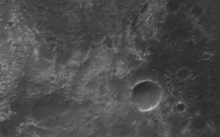 <h1>PIA02896:  Craters and Layers</h1><div class="PIA02896" lang="en" style="width:678px;text-align:left;margin:auto;background-color:#000;padding:10px;max-height:150px;overflow:auto;"><p>11 March 2006<br />This Mars Global Surveyor (MGS) Mars Orbiter Camera (MOC) image shows some typical relations between impact craters and light-toned, layered rock on Mars. The larger circular feature at the north (top) end of the image marks the location of a filled, buried crater on intermountain terrain north of Hellas Planitia. The larger crater at the southeast (lower right) corner formed by meteor impact into the layered material in which the buried crater is encased. The layered rock, in this case, has a light tone similar to the sedimentary rocks being explored by the Mars Exploration Rover, Opportunity, thousands of kilometers away in Sinus Meridiani.</p><p>Location near: 24.9°S, 299.3°W <br />Image width: ~3 km (~1.9 mi) <br />Illumination from: upper left <br />Season: Southern Summer </p><br /><br /><a href="http://photojournal.jpl.nasa.gov/catalog/PIA02896" onclick="window.open(this.href); return false;" title="Voir l'image 	 PIA02896:  Craters and Layers	  sur le site de la NASA">Voir l'image 	 PIA02896:  Craters and Layers	  sur le site de la NASA.</a></div>