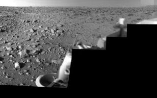 <h1>PIA03164:  Morning on Chryse Planitia - Viking Lander 1 Camera 2 Mosaic</h1><div class="PIA03164" lang="en" style="width:800px;text-align:left;margin:auto;background-color:#000;padding:10px;max-height:150px;overflow:auto;"><p>During the Viking Mission, the Viking Lander Camera System acquired many high-resolution images of the scene at Chryse Planitia. Using individual camera events, which occurred on many days throughout the mission, computer mosaics have been created for the site as viewed by each of the two cameras on the spacecraft. Two sets of mosaics were produced of Chryse Planitia; one pair for camera 1 and 2 images acquired in the early morning and one pair for camera 1 and 2 images acquired in the mid-afternoon.<p>Each complete mosaiced scene extends 342.5 degrees in azimuth, and from approximately 5 degrees above the horizon to 60 degrees below. A complete mosaic incorporated approximately 15 million picture elements (pixels).<p>This mosaic was produced in the early morning (7:00-8:00) by the Camera 2 system on Viking Lander 1. See <a href="/catalog/PIA03163">PIA03163</a> for the morning Camera 1 mosaic and <a href="/catalog/PIA03165">PIA03165</a> and <a href="/catalog/PIA03166">PIA03166</a> for the afternoon mosaics.<br /><br /><a href="http://photojournal.jpl.nasa.gov/catalog/PIA03164" onclick="window.open(this.href); return false;" title="Voir l'image 	 PIA03164:  Morning on Chryse Planitia - Viking Lander 1 Camera 2 Mosaic	  sur le site de la NASA">Voir l'image 	 PIA03164:  Morning on Chryse Planitia - Viking Lander 1 Camera 2 Mosaic	  sur le site de la NASA.</a></div>