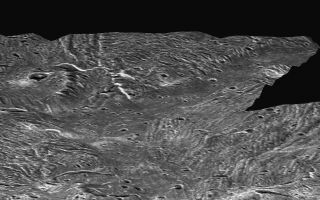 <h1>PIA03218:  Ganymede Topography</h1><div class="PIA03218" lang="en" style="width:800px;text-align:left;margin:auto;background-color:#000;padding:10px;max-height:150px;overflow:auto;"><p>This perspective view, simulating a low altitude flight over the surface of Ganymede, was made possible by topographic analysis of stereo images of the Sippar Sulcus region. Such a view was made possible when Galileo passed Ganymede in May 1997, providing a virtual second "eye" to Voyager's first view in 1979.</p><br /><br /><a href="http://photojournal.jpl.nasa.gov/catalog/PIA03218" onclick="window.open(this.href); return false;" title="Voir l'image 	 PIA03218:  Ganymede Topography	  sur le site de la NASA">Voir l'image 	 PIA03218:  Ganymede Topography	  sur le site de la NASA.</a></div>