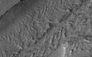 <h1>PIA03951:  Olympica Fossae Landforms</h1><div class="PIA03951" lang="en" style="width:764px;text-align:left;margin:auto;background-color:#000;padding:10px;max-height:150px;overflow:auto;"><p>15 June 2005<br />This Mars Global Surveyor (MGS) Mars Orbiter Camera (MOC) image shows a portion of the enigmatic valley of the Olympica Fossae region. Unknown is whether water, lava, or mud, or some combination of these things, once poured through the valley system.</p><p>Location near: 24.2°N, 115.7°W <br />Image width: ~2 km (~1.2 mi)  <br />Illumination from: lower left <br />Season: Northern Autumn <br /></p><br /><br /><a href="http://photojournal.jpl.nasa.gov/catalog/PIA03951" onclick="window.open(this.href); return false;" title="Voir l'image 	 PIA03951:  Olympica Fossae Landforms	  sur le site de la NASA">Voir l'image 	 PIA03951:  Olympica Fossae Landforms	  sur le site de la NASA.</a></div>