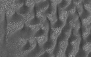 <h1>PIA04136:  Mid-latitude Dunes</h1><div class="PIA04136" lang="en" style="width:456px;text-align:left;margin:auto;background-color:#000;padding:10px;max-height:150px;overflow:auto;"><p>7 August 2005<br />This Mars Global Surveyor (MGS) Mars Orbiter Camera (MOC) image shows dark sand dunes on the floor of a southern mid-latitude impact crater. Craters are commonly the site of sand dunes, as sand may become trapped in these topographic depressions. In this case, the winds responsible for the dunes generally blew from the south/southeast (bottom/lower right),</p><p>Location near: 51.8°S, 105.5°W<br />Image width: width: ~3 km (~1.9 mi) <br />Illumination from: upper left <br />Season: Southern Spring </p><br /><br /><a href="http://photojournal.jpl.nasa.gov/catalog/PIA04136" onclick="window.open(this.href); return false;" title="Voir l'image 	 PIA04136:  Mid-latitude Dunes	  sur le site de la NASA">Voir l'image 	 PIA04136:  Mid-latitude Dunes	  sur le site de la NASA.</a></div>