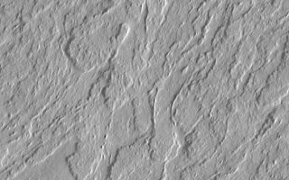 <h1>PIA04669:  Olympus Mons Lava Flows</h1><div class="PIA04669" lang="en" style="width:540px;text-align:left;margin:auto;background-color:#000;padding:10px;max-height:150px;overflow:auto;">MGS MOC Release No. MOC2-437, 30 July 2003<p />Olympus Mons is the largest volcano on Mars. This Mars Global Surveyor (MGS) Mars Orbiter Camera (MOC) image shows some of the lava flows on the middle south flank of the giant volcano. Illuminated from the lower right, this picture is located near 16.4°N, 135.5°W.<br /><br /><a href="http://photojournal.jpl.nasa.gov/catalog/PIA04669" onclick="window.open(this.href); return false;" title="Voir l'image 	 PIA04669:  Olympus Mons Lava Flows	  sur le site de la NASA">Voir l'image 	 PIA04669:  Olympus Mons Lava Flows	  sur le site de la NASA.</a></div>