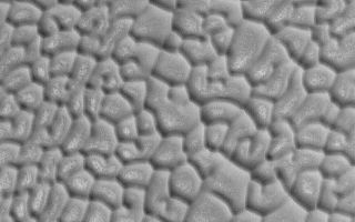 <h1>PIA04736:  North Polar Dune Patterns</h1><div class="PIA04736" lang="en" style="width:601px;text-align:left;margin:auto;background-color:#000;padding:10px;max-height:150px;overflow:auto;">MGS MOC Release No. MOC2-478, 9 September 2003<p />Dark, windblown sand forms spectacular geometric patterns in the north polar sand seas, particularly in regions where strong winds converge from different directions over the course of a year. This Mars Global Surveyor (MGS) Mars Orbiter Camera (MOC) picture shows some of these dark dune patterns near 77.8°N, 284.4°W. The picture covers an area 3 km (1.9 mi) across and is illuminated by sunlight from the lower left.<br /><br /><a href="http://photojournal.jpl.nasa.gov/catalog/PIA04736" onclick="window.open(this.href); return false;" title="Voir l'image 	 PIA04736:  North Polar Dune Patterns	  sur le site de la NASA">Voir l'image 	 PIA04736:  North Polar Dune Patterns	  sur le site de la NASA.</a></div>
