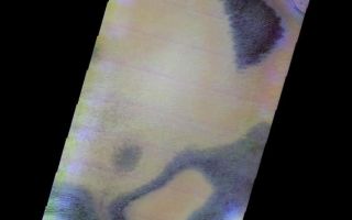 <h1>PIA05971:  Polar Cap Colors</h1><div class="PIA05971" lang="en" style="width:717px;text-align:left;margin:auto;background-color:#000;padding:10px;max-height:150px;overflow:auto;"><a href="/figures/PIA05971_fig1.jpg"> </a><br /><p>Released 12 May 2004</br>This daytime visible color image was collected on June 6, 2003 during the Southern Spring season near the South Polar Cap Edge.</p><p>The THEMIS VIS camera is capable of capturing color images of the martian surface using its five different color filters. In this mode of operation, the spatial resolution and coverage of the image must be reduced to accommodate the additional data volume produced from the use of multiple filters. To make a color image, three of the five filter images (each in grayscale) are selected. Each is contrast enhanced and then converted to a red, green, or blue intensity image. These three images are then combined to produce a full color, single image. Because the THEMIS color filters don't span the full range of colors seen by the human eye, a color THEMIS image does not represent true color. Also, because each single-filter image is contrast enhanced before inclusion in the three-color image, the apparent color variation of the scene is exaggerated. Nevertheless, the color variation that does appear is representative of some change in color, however subtle, in the actual scene. Note that the long edges of THEMIS color images typically contain color artifacts that do not represent surface variation.</p><p>Image information: VIS instrument. Latitude -77.8, Longitude 195 East (165 West). 38 meter/pixel resolution.</p><p>Note: this THEMIS visual image has not been radiometrically nor geometrically calibrated for this preliminary release. An empirical correction has been performed to remove instrumental effects. A linear shift has been applied in the cross-track and down-track direction to approximate spacecraft and planetary motion. Fully calibrated and geometrically projected images will be released through the Planetary Data System in accordance with Project policies at a later time.</p><p>NASA's Jet Propulsion Laboratory manages the 2001 Mars Odyssey mission for NASA's Office of Space Science, Washington, D.C. The Thermal Emission Imaging System (THEMIS) was developed by Arizona State University, Tempe, in collaboration with Raytheon Santa Barbara Remote Sensing. The THEMIS investigation is led by Dr. Philip Christensen at Arizona State University. Lockheed Martin Astronautics, Denver, is the prime contractor for the Odyssey project, and developed and built the orbiter. Mission operations are conducted jointly from Lockheed Martin and from JPL, a division of the California Institute of Technology in Pasadena.</p><br /><br /><a href="http://photojournal.jpl.nasa.gov/catalog/PIA05971" onclick="window.open(this.href); return false;" title="Voir l'image 	 PIA05971:  Polar Cap Colors	  sur le site de la NASA">Voir l'image 	 PIA05971:  Polar Cap Colors	  sur le site de la NASA.</a></div>