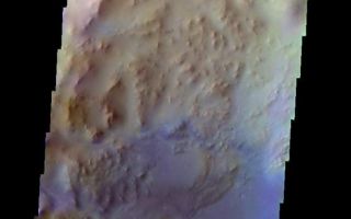 <h1>PIA05974:  Nili Fossae Crater</h1><div class="PIA05974" lang="en" style="width:613px;text-align:left;margin:auto;background-color:#000;padding:10px;max-height:150px;overflow:auto;"><a href="/figures/PIA05974_fig1.jpg"> </a><br /><p>Released 17 May 2004</br>This image of a crater near Nili Fossae was acquired July 31, 2002, during northern spring.</p><p>The THEMIS VIS camera is capable of capturing color images of the martian surface using its five different color filters. In this mode of operation, the spatial resolution and coverage of the image must be reduced to accommodate the additional data volume produced from the use of multiple filters. To make a color image, three of the five filter images (each in grayscale) are selected. Each is contrast enhanced and then converted to a red, green, or blue intensity image. These three images are then combined to produce a full color, single image. Because the THEMIS color filters don't span the full range of colors seen by the human eye, a color THEMIS image does not represent true color. Also, because each single-filter image is contrast enhanced before inclusion in the three-color image, the apparent color variation of the scene is exaggerated. Nevertheless, the color variation that does appear is representative of some change in color, however subtle, in the actual scene. Note that the long edges of THEMIS color images typically contain color artifacts that do not represent surface variation.</p><p>Image information: VIS instrument. Latitude 21.2, Longitude 75.6 East (284.4 West). 38 meter/pixel resolution.</p><p>Note: this THEMIS visual image has not been radiometrically nor geometrically calibrated for this preliminary release. An empirical correction has been performed to remove instrumental effects. A linear shift has been applied in the cross-track and down-track direction to approximate spacecraft and planetary motion. Fully calibrated and geometrically projected images will be released through the Planetary Data System in accordance with Project policies at a later time.</p><p>NASA's Jet Propulsion Laboratory manages the 2001 Mars Odyssey mission for NASA's Office of Space Science, Washington, D.C. The Thermal Emission Imaging System (THEMIS) was developed by Arizona State University, Tempe, in collaboration with Raytheon Santa Barbara Remote Sensing. The THEMIS investigation is led by Dr. Philip Christensen at Arizona State University. Lockheed Martin Astronautics, Denver, is the prime contractor for the Odyssey project, and developed and built the orbiter. Mission operations are conducted jointly from Lockheed Martin and from JPL, a division of the California Institute of Technology in Pasadena.</p><br /><br /><a href="http://photojournal.jpl.nasa.gov/catalog/PIA05974" onclick="window.open(this.href); return false;" title="Voir l'image 	 PIA05974:  Nili Fossae Crater	  sur le site de la NASA">Voir l'image 	 PIA05974:  Nili Fossae Crater	  sur le site de la NASA.</a></div>