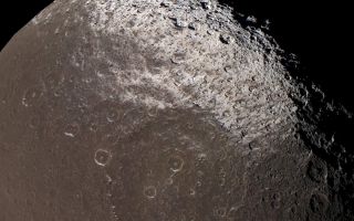 <h1>PIA06167:  Dark-stained Iapetus</h1><div class="PIA06167" lang="en" style="width:800px;text-align:left;margin:auto;background-color:#000;padding:10px;max-height:150px;overflow:auto;"><p>This near-true color view from Cassini reveals the colorful and intriguing surface of Saturn's moon Iapetus in unrivaled clarity.</p><p>The images taken with different spectral filters and used for this composite were taken at the same time as the clear frames used in <a href="/catalog/PIA06166">PIA06166</a>. The use of color on Iapetus is particularly helpful for discriminating between shadows (which appear black) and the intrinsically dark terrain (which appears brownish).</p><p>This image shows the northern part of the dark Cassini Regio and the transition zone to a brighter surface at high northern latitudes. Within the transition zone, the surface is stained by roughly north-south trending wispy streaks of dark material. The absence of an atmosphere on Iapetus means that the material was deposited by some means other than precipitation, such as ballistic placement from impacts occurring elsewhere on Iapetus, or was captured from elsewhere in the Saturn system.</p><p>Iapetuss north pole is not visible here, nor is any part of the bright trailing hemisphere.</p><p>Images taken with infrared (centered at 930 nanometers), green (568 nanometers), and ultraviolet light (338 nanometers) filters were combined to create this image. The view was obtained with the Cassini spacecraft narrow angle camera on Dec. 31, 2004, at a distance of about 172,900 kilometers (107,435 miles) from Iapetus. Resolution achieved in the original image was 1 kilometer (0.6 miles) per pixel. The image has been magnified by a factor of two to aid visibility of surface features. </p><p>The Cassini-Huygens mission is a cooperative project of NASA, the European Space Agency and the Italian Space Agency. The Jet Propulsion Laboratory, a division of the California Institute of Technology in Pasadena, manages the mission for NASA's Science Mission Directorate, Washington, D.C. The Cassini orbiter and its two onboard cameras were designed, developed and assembled at JPL. The imaging team is based at the Space Science Institute, Boulder, Colo.</p><p>For more information about the Cassini-Huygens mission visit <a href="http://saturn.jpl.nasa.gov">http://saturn.jpl.nasa.gov</a>. For images visit the Cassini imaging team home page <a href="http://ciclops.org">http://ciclops.org</a>.</p><br /><br /><a href="http://photojournal.jpl.nasa.gov/catalog/PIA06167" onclick="window.open(this.href); return false;" title="Voir l'image 	 PIA06167:  Dark-stained Iapetus	  sur le site de la NASA">Voir l'image 	 PIA06167:  Dark-stained Iapetus	  sur le site de la NASA.</a></div>