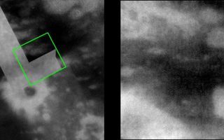 <h1>PIA06234:  Dark Spots on Titan</h1><div class="PIA06234" lang="en" style="width:800px;text-align:left;margin:auto;background-color:#000;padding:10px;max-height:150px;overflow:auto;"><p>This recent image of Titan reveals more complex patterns of bright and dark regions on the surface, including a small, dark, circular feature, completely surrounded by brighter material.</p><p>During the two most recent flybys of Titan, on March 31 and April 16, 2005, Cassini captured a number of images of the hemisphere of Titan that faces Saturn. The image at the left is taken from a mosaic of images obtained in March 2005 (see <a href="/catalog/PIA06222">PIA06222</a>) and shows the location of the more recently acquired image at the right. The new image shows intriguing details in the bright and dark patterns near an 80-kilometer-wide (50-mile) crater seen first by Cassini's synthetic aperture radar experiment during a Titan flyby in February 2005 (see <a href="/catalog/PIA07368">PIA07368</a>) and subsequently seen by the imaging science subsystem cameras as a dark spot (center of the image at the left).</p><p>Interestingly, a smaller, roughly 20-kilometer-wide (12-mile), dark and circular feature can be seen within an irregularly-shaped, brighter ring, and is similar to the larger dark spot associated with the radar crater. However, the imaging cameras see only brightness variations, and without topographic information, the identity of this feature as an impact crater cannot be conclusively determined from this image. The visual infrared mapping spectrometer, which is sensitive to longer wavelengths where Titan's atmospheric haze is less obscuring -- observed this area simultaneously with the imaging cameras, so those data, and perhaps future observations by Cassini's radar, may help to answer the question of this feature's origin.</p><p>The new image at the right consists of five images that have been added together and enhanced to bring out surface detail and to reduce noise, although some camera artifacts remain.</p><p>These images were taken with the Cassini spacecraft narrow-angle camera using a filter sensitive to wavelengths of infrared light centered at 938 nanometers -- considered to be the imaging science subsystem's best spectral filter for observing the surface of Titan. This view was acquired from a distance of 33,000 kilometers (20,500 miles). The pixel scale of this image is 390 meters (0.2 miles) per pixel, although the actual resolution is likely to be several times larger. </p><p>The Cassini-Huygens mission is a cooperative project of NASA, the European Space Agency and the Italian Space Agency. The Jet Propulsion Laboratory, a division of the California Institute of Technology in Pasadena, manages the mission for NASA's Science Mission Directorate, Washington, D.C. The Cassini orbiter and its two onboard cameras were designed, developed and assembled at JPL. The imaging team is based at the Space Science Institute, Boulder, Colo.</p><p>For more information about the Cassini-Huygens mission visit <a href="http://saturn.jpl.nasa.gov">http://saturn.jpl.nasa.gov</a>. For additional images visit the Cassini imaging team homepage <a href="http://ciclops.org">http://ciclops.org</a>.</p><br /><br /><a href="http://photojournal.jpl.nasa.gov/catalog/PIA06234" onclick="window.open(this.href); return false;" title="Voir l'image 	 PIA06234:  Dark Spots on Titan	  sur le site de la NASA">Voir l'image 	 PIA06234:  Dark Spots on Titan	  sur le site de la NASA.</a></div>