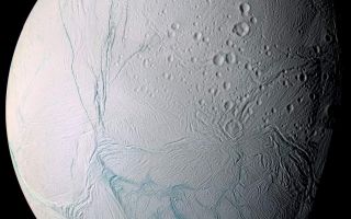 <h1>PIA06254:  Zooming In On Enceladus (Mosaic)</h1><div class="PIA06254" lang="en" style="width:800px;text-align:left;margin:auto;background-color:#000;padding:10px;max-height:150px;overflow:auto;"><p>As it swooped past the south pole of Saturn's moon Enceladus on July 14, 2005, Cassini acquired high resolution views of this puzzling ice world. From afar, Enceladus exhibits a bizarre mixture of softened craters and complex, fractured terrains.</p><p>This large mosaic of 21 narrow-angle camera images have been arranged to provide a full-disk view of the anti-Saturn hemisphere on Enceladus. This mosaic is a false-color view that includes images taken at wavelengths from the ultraviolet to the infrared portion of the spectrum, and is similar to another, lower resolution false-color view obtained during the flyby (see <a href="/catalog/PIA06249">PIA06249</a>). In false-color, many long fractures on Enceladus exhibit a pronounced difference in color (represented here in blue) from the surrounding terrain.</p><p>A leading explanation for the difference in color is that the walls of the fractures expose outcrops of coarse-grained ice that are free of the powdery surface materials that mantle flat-lying surfaces.</p><p>The original images in the false-color mosaic range in resolution from 350 to 67 meters (1,148 to 220 feet) per pixel and were taken at distances ranging from 61,300 to 11,100 kilometers (38,090 to 6,897 miles) from Enceladus. The mosaic is also part of a movie sequence of images from this flyby (see <a href="/catalog/PIA06253">PIA06253</a>).</p><p>The Cassini-Huygens mission is a cooperative project of NASA, the European Space Agency and the Italian Space Agency. The Jet Propulsion Laboratory, a division of the California Institute of Technology in Pasadena, manages the mission for NASA's Science Mission Directorate, Washington, D.C. The Cassini orbiter and its two onboard cameras were designed, developed and assembled at JPL. The imaging team is based at the Space Science Institute, Boulder, Colo.</p><p>For more information about the Cassini-Huygens mission visit <a href="http://saturn.jpl.nasa.gov">http://saturn.jpl.nasa.gov</a>. For additional images visit the Cassini imaging team homepage <a href="http://ciclops.org">http://ciclops.org</a>.</p><br /><br /><a href="http://photojournal.jpl.nasa.gov/catalog/PIA06254" onclick="window.open(this.href); return false;" title="Voir l'image 	 PIA06254:  Zooming In On Enceladus (Mosaic)	  sur le site de la NASA">Voir l'image 	 PIA06254:  Zooming In On Enceladus (Mosaic)	  sur le site de la NASA.</a></div>