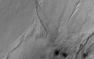 <h1>PIA06802:  Mid-latitude Gully Features</h1><div class="PIA06802" lang="en" style="width:669px;text-align:left;margin:auto;background-color:#000;padding:10px;max-height:150px;overflow:auto;"><p>10 August 2004<br />This Mars Global Surveyor (MGS) Mars Orbiter Camera (MOC) image, acquired in March 2004, shows gullies formed in the wall of a south middle-latitude crater wall near 39.7°S, 208.6°W. The banked, curved nature of the channels in each gully are among the key indicators that a fluid, such as liquid water, may have been required to form them. The picture covers an area about 3 km (1.9 mi) across and is illuminated by sunlight from the upper left.</p><br /><br /><a href="http://photojournal.jpl.nasa.gov/catalog/PIA06802" onclick="window.open(this.href); return false;" title="Voir l'image 	 PIA06802:  Mid-latitude Gully Features	  sur le site de la NASA">Voir l'image 	 PIA06802:  Mid-latitude Gully Features	  sur le site de la NASA.</a></div>