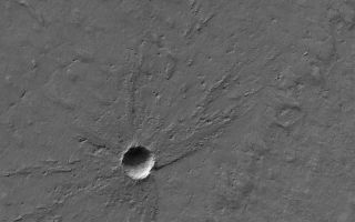 <h1>PIA06806:  South Polar Crater</h1><div class="PIA06806" lang="en" style="width:800px;text-align:left;margin:auto;background-color:#000;padding:10px;max-height:150px;overflow:auto;"><p>14 August 2004<br />This Mars Global Surveyor (MGS) Mars Orbiter Camera (MOC) picture shows a small, 280-meter (~919 feet)-diameter meteor impact crater in south polar layered terrain. The ejecta from the crater today stands somewhat higher than the surrounding terrain, suggesting that, at the time the impact occurred, the surface was several meters higher than it is today. A layer of material, several meters thick, has been stripped away since the time the crater formed. The image is located near 86.3°S, 113.0°W, and covers an area about 3 km (1.9 mi) across. The scene is illuminated by sunlight from the upper left.</p><br /><br /><a href="http://photojournal.jpl.nasa.gov/catalog/PIA06806" onclick="window.open(this.href); return false;" title="Voir l'image 	 PIA06806:  South Polar Crater	  sur le site de la NASA">Voir l'image 	 PIA06806:  South Polar Crater	  sur le site de la NASA.</a></div>