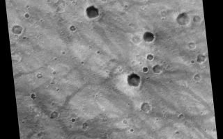 <h1>PIA06879:  Rover Tracks Seen from Orbit</h1><div class="PIA06879" lang="en" style="width:800px;text-align:left;margin:auto;background-color:#000;padding:10px;max-height:150px;overflow:auto;"><a href="/figures/PIA06879_fig1.jpg"></a><br>Figure 1</p><p>Wheel tracks left by NASA's Mars Exploration Rover Spirit, and even the rover itself, are visible in this image from the Mars Orbiter Camera on NASA's Mars Global Surveyor orbiter. North is up in this image. The tracks and rover are in the area south of a crater informally named "Bonneville," which is just southeast of the center of the image. The orbiter captured this image with use of an enhanced-resolution technique called compensated pitch and roll targeted observation. It took the picture on March 30, 2004, 85 martian days, or sols, after Spirit landed on Mars. The rover had driven from its landing site to the rim of Bonneville and was examining materials around the crater's rim.</p><p>In this portion of the plains inside the much larger Gusev Crater, Spirit created wheel tracks darker than the undisturbed surface, as seen in the rover's own images showing the tracks (for example, <a href="/catalog/PIA05450">PIA05450</a>). The contrast allows the tracks to show up in the image obtained from orbit. Also visible are Spirit's lander, backshell and parachute, and the scar where its heat shield hit the ground.</p><p>The full image covers an area 3 kilometers (2 miles) wide, at 14.8 degrees south latitude and 184.6 degrees west longitude. Pixel size is about 1.5 meters (5 feet) by one-half meter (1.6 feet). Sunlight illuminates the scene from the upper left.</p><p>Mars Global Surveyor is managed by NASA's Jet Propulsion Laboratory, a division of the California Institute of Technology, Pasadena, for the NASA Science Mission Directorate, Washington.</p><br /><br /><a href="http://photojournal.jpl.nasa.gov/catalog/PIA06879" onclick="window.open(this.href); return false;" title="Voir l'image 	 PIA06879:  Rover Tracks Seen from Orbit	  sur le site de la NASA">Voir l'image 	 PIA06879:  Rover Tracks Seen from Orbit	  sur le site de la NASA.</a></div>