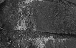 <h1>PIA07420:  Ripples and Rocks</h1><div class="PIA07420" lang="en" style="width:549px;text-align:left;margin:auto;background-color:#000;padding:10px;max-height:150px;overflow:auto;"><p>26 February 2005 <br />This Mars Global Surveyor (MGS) Orbiter Camera (MOC) image shows light-toned sedimentary rock outcrops and large dark-toned, windblown ripples in Aram Chaos.</p><p>Location near: 3.0°N, 20.9°W <br />Image width: ~3 km (~1.9 mi) <br />Illumination from: upper left <br />Season: Northern Summer <br /></p><br /><br /><a href="http://photojournal.jpl.nasa.gov/catalog/PIA07420" onclick="window.open(this.href); return false;" title="Voir l'image 	 PIA07420:  Ripples and Rocks	  sur le site de la NASA">Voir l'image 	 PIA07420:  Ripples and Rocks	  sur le site de la NASA.</a></div>