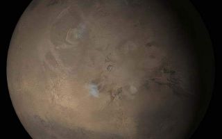 <h1>PIA07818:  Mars at Ls 193°: Tharsis</h1><div class="PIA07818" lang="en" style="width:640px;text-align:left;margin:auto;background-color:#000;padding:10px;max-height:150px;overflow:auto;"><p>5 April 2005 <br />This picture is a composite of Mars Global Surveyor (MGS) Mars Orbiter Camera (MOC) daily global images acquired at Ls 193° during a previous Mars year. This month, Mars looks similar, as Ls 193° occurs in mid-April 2005. The picture shows the Tharsis face of Mars. Over the course of the month, additional faces of Mars as it appears at this time of year are being posted for MOC Picture of the Day. Ls, solar longitude, is a measure of the time of year on Mars. Mars travels 360° around the Sun in 1 Mars year. The year begins at Ls 0°, the start of northern spring and southern autumn.</p><p>Season: Northern Autumn/Southern Spring</p><br /><br /><a href="http://photojournal.jpl.nasa.gov/catalog/PIA07818" onclick="window.open(this.href); return false;" title="Voir l'image 	 PIA07818:  Mars at Ls 193°: Tharsis	  sur le site de la NASA">Voir l'image 	 PIA07818:  Mars at Ls 193°: Tharsis	  sur le site de la NASA.</a></div>