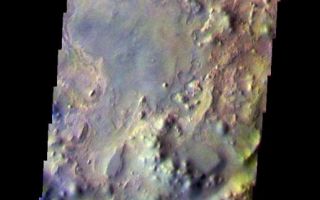 <h1>PIA07917:  Iani Chaos in False Color</h1><div class="PIA07917" lang="en" style="width:516px;text-align:left;margin:auto;background-color:#000;padding:10px;max-height:150px;overflow:auto;"><a href="/figures/PIA07917_fig1.jpg"></a><br /><p>The THEMIS VIS camera is capable of capturing color images of the Martian surface using five different color filters. In this mode of operation, the spatial resolution and coverage of the image must be reduced to accommodate the additional data volume produced from using multiple filters. To make a color image, three of the five filter images (each in grayscale) are selected. Each is contrast enhanced and then converted to a red, green, or blue intensity image. These three images are then combined to produce a full color, single image. Because the THEMIS color filters don't span the full range of colors seen by the human eye, a color THEMIS image does not represent true color. Also, because each single-filter image is contrast enhanced before inclusion in the three-color image, the apparent color variation of the scene is exaggerated. Nevertheless, the color variation that does appear is representative of some change in color, however subtle, in the actual scene. Note that the long edges of THEMIS color images typically contain color artifacts that do not represent surface variation.</p><p>This false color image of a portion of the Iani Chaos region was collected during the Southern Fall season.</p><p>Image information: VIS instrument. Latitude -2.6 Longitude 342.4 East (17.6 West). 36 meter/pixel resolution.</p><p>Note: this THEMIS visual image has not been radiometrically nor geometrically calibrated for this preliminary release. An empirical correction has been performed to remove instrumental effects. A linear shift has been applied in the cross-track and down-track direction to approximate spacecraft and planetary motion. Fully calibrated and geometrically projected images will be released through the Planetary Data System in accordance with Project policies at a later time.</p><p>NASA's Jet Propulsion Laboratory manages the 2001 Mars Odyssey mission for NASA's Office of Space Science, Washington, D.C. The Thermal Emission Imaging System (THEMIS) was developed by Arizona State University, Tempe, in collaboration with Raytheon Santa Barbara Remote Sensing. The THEMIS investigation is led by Dr. Philip Christensen at Arizona State University. Lockheed Martin Astronautics, Denver, is the prime contractor for the Odyssey project, and developed and built the orbiter. Mission operations are conducted jointly from Lockheed Martin and from JPL, a division of the California Institute of Technology in Pasadena.</p><br /><br /><a href="http://photojournal.jpl.nasa.gov/catalog/PIA07917" onclick="window.open(this.href); return false;" title="Voir l'image 	 PIA07917:  Iani Chaos in False Color	  sur le site de la NASA">Voir l'image 	 PIA07917:  Iani Chaos in False Color	  sur le site de la NASA.</a></div>