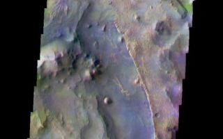 <h1>PIA07931:  Auream Chaos</h1><div class="PIA07931" lang="en" style="width:513px;text-align:left;margin:auto;background-color:#000;padding:10px;max-height:150px;overflow:auto;"><a href="/figures/PIA07931_fig1.jpg"></a><br /><p>The THEMIS VIS camera is capable of capturing color images of the Martian surface using five different color filters. In this mode of operation, the spatial resolution and coverage of the image must be reduced to accommodate the additional data volume produced from using multiple filters. To make a color image, three of the five filter images (each in grayscale) are selected. Each is contrast enhanced and then converted to a red, green, or blue intensity image. These three images are then combined to produce a full color, single image. Because the THEMIS color filters don't span the full range of colors seen by the human eye, a color THEMIS image does not represent true color. Also, because each single-filter image is contrast enhanced before inclusion in the three-color image, the apparent color variation of the scene is exaggerated. Nevertheless, the color variation that does appear is representative of some change in color, however subtle, in the actual scene. Note that the long edges of THEMIS color images typically contain color artifacts that do not represent surface variation.</p><p>This false color image was collected during Southern Fall and shows part of the Aureum Chaos. </p><p>Image information: VIS instrument. Latitude -3.6, Longitude 332.9 East (27.1 West). 35 meter/pixel resolution.</p><p>Note: this THEMIS visual image has not been radiometrically nor geometrically calibrated for this preliminary release. An empirical correction has been performed to remove instrumental effects. A linear shift has been applied in the cross-track and down-track direction to approximate spacecraft and planetary motion. Fully calibrated and geometrically projected images will be released through the Planetary Data System in accordance with Project policies at a later time.</p><p>NASA's Jet Propulsion Laboratory manages the 2001 Mars Odyssey mission for NASA's Office of Space Science, Washington, D.C. The Thermal Emission Imaging System (THEMIS) was developed by Arizona State University, Tempe, in collaboration with Raytheon Santa Barbara Remote Sensing. The THEMIS investigation is led by Dr. Philip Christensen at Arizona State University. Lockheed Martin Astronautics, Denver, is the prime contractor for the Odyssey project, and developed and built the orbiter. Mission operations are conducted jointly from Lockheed Martin and from JPL, a division of the California Institute of Technology in Pasadena.</p><br /><br /><a href="http://photojournal.jpl.nasa.gov/catalog/PIA07931" onclick="window.open(this.href); return false;" title="Voir l'image 	 PIA07931:  Auream Chaos	  sur le site de la NASA">Voir l'image 	 PIA07931:  Auream Chaos	  sur le site de la NASA.</a></div>