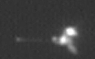 <h1>PIA07942:  Mars Odyssey Seen by Mars Global Surveyor</h1><div class="PIA07942" lang="en" style="width:488px;text-align:left;margin:auto;background-color:#000;padding:10px;max-height:150px;overflow:auto;"><p>This view is an enlargement of an image of NASA's Mars Odyssey spacecraft taken by the Mars Orbiter Camera aboard NASA's Mars Global Surveyor while the two spacecraft were about 90 kilometers (56 miles) apart. The camera's successful imaging of Odyssey and of the European Space Agency's Mars Express in April 2005 produced the first pictures of any spacecraft orbiting Mars taken by another spacecraft orbiting Mars. </p><p>Mars Global Surveyor and Mars Odyssey are both in nearly circular, near-polar orbits. Odyssey is in an orbit slightly higher than that of Global Surveyor in order to preclude the possibility of a collision. However, the two spacecraft occasionally come as close together as 15 kilometers (9 miles).</p><p>The images were obtained by the Mars Global Surveyor operations teamsat Lockheed Martin Space System, Denver; JPL and Malin Space ScienceSystems</p><p>The Mars Orbiter Camera can resolve features on the surface of Mars as small as a few meters or yards across from Mars Global Surveyor's orbital altitude of 350 to 405 kilometers (217 to 252 miles). From a distance of 100 kilometers (62 miles), the camera would be able to resolve features substantially smaller than 1 meter or yard across.</p><p>The components of Mars Odyssey when viewed from the same angle as this image can be seen in a <a href="http://photojournal.jpl.nasa.gov/figures/PIA07942_fig1.jpg">computer drawing</a> and an <a href="http://photojournal.jpl.nasa.gov/figures/PIA07942_fig2.jpg">annotated computer drawing</a>, of Odyssey.</p><p>Mars Odyssey was launched on April 7, 2001, and reached Mars on Oct. 24, 2001. Mars Global Surveyor left Earth on Nov. 7, 1996, and arrived in Mars orbit on Sept. 12, 1997. Both orbiters are in an extended mission phase, both have relayed data from the Mars Exploration Rovers, and both are continuing to return exciting new results from Mars. JPL, a division of the California Institute of Technology, Pasadena, manages both missions for NASA's Science Mission Directorate, Washington, D.C.</p><br /><br /><a href="http://photojournal.jpl.nasa.gov/catalog/PIA07942" onclick="window.open(this.href); return false;" title="Voir l'image 	 PIA07942:  Mars Odyssey Seen by Mars Global Surveyor	  sur le site de la NASA">Voir l'image 	 PIA07942:  Mars Odyssey Seen by Mars Global Surveyor	  sur le site de la NASA.</a></div>