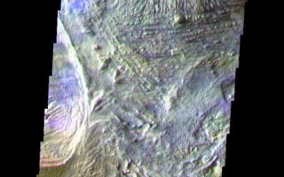 <h1>PIA07953:  Candor Chasma</h1><div class="PIA07953" lang="en" style="width:516px;text-align:left;margin:auto;background-color:#000;padding:10px;max-height:150px;overflow:auto;"><a href="/figures/PIA07953_fig1.jpg"></a><br /><p>The THEMIS VIS camera is capable of capturing color images of the Martian surface using five different color filters. In this mode of operation, the spatial resolution and coverage of the image must be reduced to accommodate the additional data volume produced from using multiple filters. To make a color image, three of the five filter images (each in grayscale) are selected. Each is contrast enhanced and then converted to a red, green, or blue intensity image. These three images are then combined to produce a full color, single image. Because the THEMIS color filters don't span the full range of colors seen by the human eye, a color THEMIS image does not represent true color. Also, because each single-filter image is contrast enhanced before inclusion in the three-color image, the apparent color variation of the scene is exaggerated. Nevertheless, the color variation that does appear is representative of some change in color, however subtle, in the actual scene. Note that the long edges of THEMIS color images typically contain color artifacts that do not represent surface variation.</p><p>This false color image shows part of the floor of Candor Chasma in central Valles Marineris. This image was collected during Southern Fall.</p><p>Image information: VIS instrument. Latitude -5.2, Longitude 284 East (76 West). 35 meter/pixel resolution.</p><p>Note: this THEMIS visual image has not been radiometrically nor geometrically calibrated for this preliminary release. An empirical correction has been performed to remove instrumental effects. A linear shift has been applied in the cross-track and down-track direction to approximate spacecraft and planetary motion. Fully calibrated and geometrically projected images will be released through the Planetary Data System in accordance with Project policies at a later time.</p><p>NASA's Jet Propulsion Laboratory manages the 2001 Mars Odyssey mission for NASA's Office of Space Science, Washington, D.C. The Thermal Emission Imaging System (THEMIS) was developed by Arizona State University, Tempe, in collaboration with Raytheon Santa Barbara Remote Sensing. The THEMIS investigation is led by Dr. Philip Christensen at Arizona State University. Lockheed Martin Astronautics, Denver, is the prime contractor for the Odyssey project, and developed and built the orbiter. Mission operations are conducted jointly from Lockheed Martin and from JPL, a division of the California Institute of Technology in Pasadena.</p><br /><br /><a href="http://photojournal.jpl.nasa.gov/catalog/PIA07953" onclick="window.open(this.href); return false;" title="Voir l'image 	 PIA07953:  Candor Chasma	  sur le site de la NASA">Voir l'image 	 PIA07953:  Candor Chasma	  sur le site de la NASA.</a></div>