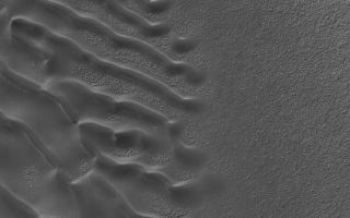 <h1>PIA08633:  Autumn Dunes</h1><div class="PIA08633" lang="en" style="width:537px;text-align:left;margin:auto;background-color:#000;padding:10px;max-height:150px;overflow:auto;"><p>29 July 2006<br />This Mars Global Surveyor (MGS) Mars Orbiter Camera (MOC) image shows a field of dark sand dunes in an unnamed crater in the Noachis Terra/Hellespontus region of Mars. In southern autumn, the skies are generally clear and the sun comes in at a steep enough angle that martian dunes look especially striking.<p>Location near: 43.6°S, 320.4°W <br />Image width: ~3 km (~1.9 mi) <br />Illumination from: upper left <br />Season: Southern Autumn </p><br /><br /><a href="http://photojournal.jpl.nasa.gov/catalog/PIA08633" onclick="window.open(this.href); return false;" title="Voir l'image 	 PIA08633:  Autumn Dunes	  sur le site de la NASA">Voir l'image 	 PIA08633:  Autumn Dunes	  sur le site de la NASA.</a></div>