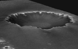<h1>PIA08749:  Animated Elevation Model of 'Victoria Crater'</h1><div class="PIA08749" lang="en" style="width:800px;text-align:left;margin:auto;background-color:#000;padding:10px;max-height:150px;overflow:auto;"><p><a href="/archive/PIA08749.mov"></a><br />Click on the image for movie of<br /> Animated Elevation Model of 'Victoria Crater'</p><p>After driving more than 9 kilometers (5.6 miles) from the site where it landed in January 2004, NASA's Mars Exploration Rover Opportunity approached "Victoria Crater" in September 2006. The crater is about 750 meters (half a mile) across. That is about six times wider than "Endurance Crater," which Opportunity spent six months examining in 2004, and about 35 times wider than "Eagle Crater," where Opportunity first landed. The walls of Victoria hold the scientific allure of much taller stacks of geological layers -- providing the record of a longer span of the area's environmental history -- than Opportunity has been able to inspect on the Meridiani plains or at smaller craters.<p></p> This animation created by the U.S. Geological Survey uses a digital elevation model generated from computer analysis of three images taken by the Mars Orbiter Camera aboard NASA's Mars Global Surveyor orbiter. The vertical dimension is not exaggerated relative to the horizontal dimensions. The crater is about 70 meters (230 feet) deep.<p></p>The images used for providing the stereo information to calculate relative elevation were taken on Feb. 1, 2004 (<a href="http://www.msss.com/moc_gallery/r10_r15/images/R14/R1401689.html">http://www.msss.com/moc_gallery/r10_r15/images/R14/R1401689.html</a>) and April 16, 2005 (<a href="http://www.msss.com/moc_gallery/s05_s10/images/S05/S0500863.html">http://www.msss.com/moc_gallery/s05_s10/images/S05/S0500863.html</a>). The animation begins and ends with the view looking from the northwest toward the southeast. Opportunity is approaching Victoria from the northwest.</p><br /><br /><a href="http://photojournal.jpl.nasa.gov/catalog/PIA08749" onclick="window.open(this.href); return false;" title="Voir l'image 	 PIA08749:  Animated Elevation Model of 'Victoria Crater'	  sur le site de la NASA">Voir l'image 	 PIA08749:  Animated Elevation Model of 'Victoria Crater'	  sur le site de la NASA.</a></div>