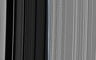 <h1>PIA08836:  Intriguing Texture</h1><div class="PIA08836" lang="en" style="width:800px;text-align:left;margin:auto;background-color:#000;padding:10px;max-height:150px;overflow:auto;"><p>This close-up of the inner edge of the Cassini Division shows an enormous amount of structure, including a grainy texture in the bright outer B ring material near the gap edge.</p><p>An extreme enhancement of the original image, presented at right, reveals the grainy region with greater clarity.</p><p>This view looks toward the lit side of the rings from about 54 degrees below the ringplane.</p><p>The image was taken in visible light with the Cassini spacecraft narrow-angle camera on Nov. 8, 2006 at a distance of approximately 378,000 kilometers (235,000 miles) from Saturn and at a Sun-Saturn-spacecraft, or phase, angle of 68 degrees. Image scale is 2 kilometers (1 mile) per pixel.</p><p>The Cassini-Huygens mission is a cooperative project of NASA, the European Space Agency and the Italian Space Agency. The Jet Propulsion Laboratory, a division of the California Institute of Technology in Pasadena, manages the mission for NASA's Science Mission Directorate, Washington, D.C. The Cassini orbiter and its two onboard cameras were designed, developed and assembled at JPL. The imaging operations center is based at the Space Science Institute in Boulder, Colo.</p><p>For more information about the Cassini-Huygens mission visit <a href="http://saturn.jpl.nasa.gov">http://saturn.jpl.nasa.gov/home/index.cfm</a>. The Cassini imaging team homepage is at <a href="http://ciclops.org">http://ciclops.org</a>.</p><br /><br /><a href="http://photojournal.jpl.nasa.gov/catalog/PIA08836" onclick="window.open(this.href); return false;" title="Voir l'image 	 PIA08836:  Intriguing Texture	  sur le site de la NASA">Voir l'image 	 PIA08836:  Intriguing Texture	  sur le site de la NASA.</a></div>