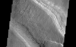 <h1>PIA10053:  Gordii Dorsum</h1><div class="PIA10053" lang="en" style="width:578px;text-align:left;margin:auto;background-color:#000;padding:10px;max-height:150px;overflow:auto;"><p><a href="/figures/PIA10053_fig1.jpg"></a><br><b>Context image for PIA10053<br />Gordii Dorsum</b></p><p>Gordii Dorsum is part of the large Medusa Fossae Formation of wind eroded materials south and southwest of Olympus Mons. The nature of the material being eroded is not known, but may be ash fall from the large volcanoes in the region.<p>Image information: VIS instrument. Latitude 2.7N, Longitude 216.4E. 18 meter/pixel resolution.</p><p>Please see the <a href="http://themis.asu.edu/terms" target="_blank">THEMIS Data Citation Note</a> for details on crediting THEMIS images.</p><p>Note: this THEMIS visual image has not been radiometrically nor geometrically calibrated for this preliminary release. An empirical correction has been performed to remove instrumental effects. A linear shift has been applied in the cross-track and down-track direction to approximate spacecraft and planetary motion. Fully calibrated and geometrically projected images will be released through the Planetary Data System in accordance with Project policies at a later time.</p><p>NASA's Jet Propulsion Laboratory manages the 2001 Mars Odyssey mission for NASA's Office of Space Science, Washington, D.C. The Thermal Emission Imaging System (THEMIS) was developed by Arizona State University, Tempe, in collaboration with Raytheon Santa Barbara Remote Sensing. The THEMIS investigation is led by Dr. Philip Christensen at Arizona State University. Lockheed Martin Astronautics, Denver, is the prime contractor for the Odyssey project, and developed and built the orbiter. Mission operations are conducted jointly from Lockheed Martin and from JPL, a division of the California Institute of Technology in Pasadena.</p><br /><br /><a href="http://photojournal.jpl.nasa.gov/catalog/PIA10053" onclick="window.open(this.href); return false;" title="Voir l'image 	 PIA10053:  Gordii Dorsum	  sur le site de la NASA">Voir l'image 	 PIA10053:  Gordii Dorsum	  sur le site de la NASA.</a></div>
