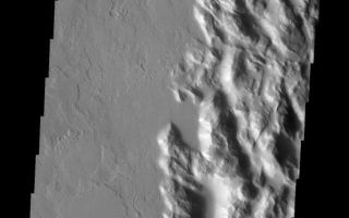 <h1>PIA10266:  Hills and Flows</h1><div class="PIA10266" lang="en" style="width:553px;text-align:left;margin:auto;background-color:#000;padding:10px;max-height:150px;overflow:auto;"><p><a href="/figures/PIA10266_fig1.jpg"></a><br><b>Context image for PIA10266<br />Hills and Flows</b></p><p>This complex of hills and surrounding lava flows is located northeast of Olympus Mons.<p>Image information: VIS instrument. Latitude 22.0N, Longitude 232.1E. 18 meter/pixel resolution.</p><p>Please see the <a href="http://themis.asu.edu/terms" target="_blank">THEMIS Data Citation Note</a> for details on crediting THEMIS images.</p><p>Note: this THEMIS visual image has not been radiometrically nor geometrically calibrated for this preliminary release. An empirical correction has been performed to remove instrumental effects. A linear shift has been applied in the cross-track and down-track direction to approximate spacecraft and planetary motion. Fully calibrated and geometrically projected images will be released through the Planetary Data System in accordance with Project policies at a later time.</p><p>NASA's Jet Propulsion Laboratory manages the 2001 Mars Odyssey mission for NASA's Office of Space Science, Washington, D.C. The Thermal Emission Imaging System (THEMIS) was developed by Arizona State University, Tempe, in collaboration with Raytheon Santa Barbara Remote Sensing. The THEMIS investigation is led by Dr. Philip Christensen at Arizona State University. Lockheed Martin Astronautics, Denver, is the prime contractor for the Odyssey project, and developed and built the orbiter. Mission operations are conducted jointly from Lockheed Martin and from JPL, a division of the California Institute of Technology in Pasadena.</p><br /><br /><a href="http://photojournal.jpl.nasa.gov/catalog/PIA10266" onclick="window.open(this.href); return false;" title="Voir l'image 	 PIA10266:  Hills and Flows	  sur le site de la NASA">Voir l'image 	 PIA10266:  Hills and Flows	  sur le site de la NASA.</a></div>