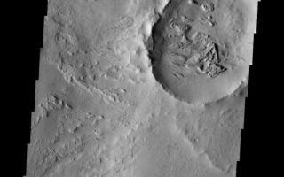 <h1>PIA10278:  Wind Action</h1><div class="PIA10278" lang="en" style="width:573px;text-align:left;margin:auto;background-color:#000;padding:10px;max-height:150px;overflow:auto;"><p><a href="/figures/PIA10278_fig1.jpg"></a><br><b>Context image for PIA10278<br />Wind Action</b></p><p>Winds in this region are sculpting and removing poorly cemented materials.<p>Image information: VIS instrument. Latitude -3.8N, Longitude 153.4E. 18 meter/pixel resolution.</p><p>Please see the <a href="http://themis.asu.edu/terms" target="_blank">THEMIS Data Citation Note</a> for details on crediting THEMIS images.</p><p>Note: this THEMIS visual image has not been radiometrically nor geometrically calibrated for this preliminary release. An empirical correction has been performed to remove instrumental effects. A linear shift has been applied in the cross-track and down-track direction to approximate spacecraft and planetary motion. Fully calibrated and geometrically projected images will be released through the Planetary Data System in accordance with Project policies at a later time.</p><p>NASA's Jet Propulsion Laboratory manages the 2001 Mars Odyssey mission for NASA's Office of Space Science, Washington, D.C. The Thermal Emission Imaging System (THEMIS) was developed by Arizona State University, Tempe, in collaboration with Raytheon Santa Barbara Remote Sensing. The THEMIS investigation is led by Dr. Philip Christensen at Arizona State University. Lockheed Martin Astronautics, Denver, is the prime contractor for the Odyssey project, and developed and built the orbiter. Mission operations are conducted jointly from Lockheed Martin and from JPL, a division of the California Institute of Technology in Pasadena.</p><br /><br /><a href="http://photojournal.jpl.nasa.gov/catalog/PIA10278" onclick="window.open(this.href); return false;" title="Voir l'image 	 PIA10278:  Wind Action	  sur le site de la NASA">Voir l'image 	 PIA10278:  Wind Action	  sur le site de la NASA.</a></div>