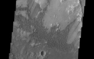 <h1>PIA10307:  Dunes</h1><div class="PIA10307" lang="en" style="width:548px;text-align:left;margin:auto;background-color:#000;padding:10px;max-height:150px;overflow:auto;"><p><a href="/figures/PIA10307_fig1.jpg"></a><br><b>Context image for PIA10307<br />Dunes</b></p><p>These sand dunes are located on the floor of a very degraded crater in Terra Cimmeria.<p>Image information: VIS instrument. Latitude -9.8N, Longitude 129.0E. 18 meter/pixel resolution.</p><p>Please see the <a href="http://themis.asu.edu/terms" target="_blank">THEMIS Data Citation Note</a> for details on crediting THEMIS images.</p><p>Note: this THEMIS visual image has not been radiometrically nor geometrically calibrated for this preliminary release. An empirical correction has been performed to remove instrumental effects. A linear shift has been applied in the cross-track and down-track direction to approximate spacecraft and planetary motion. Fully calibrated and geometrically projected images will be released through the Planetary Data System in accordance with Project policies at a later time.</p><p>NASA's Jet Propulsion Laboratory manages the 2001 Mars Odyssey mission for NASA's Office of Space Science, Washington, D.C. The Thermal Emission Imaging System (THEMIS) was developed by Arizona State University, Tempe, in collaboration with Raytheon Santa Barbara Remote Sensing. The THEMIS investigation is led by Dr. Philip Christensen at Arizona State University. Lockheed Martin Astronautics, Denver, is the prime contractor for the Odyssey project, and developed and built the orbiter. Mission operations are conducted jointly from Lockheed Martin and from JPL, a division of the California Institute of Technology in Pasadena.<br /><br /><a href="http://photojournal.jpl.nasa.gov/catalog/PIA10307" onclick="window.open(this.href); return false;" title="Voir l'image 	 PIA10307:  Dunes	  sur le site de la NASA">Voir l'image 	 PIA10307:  Dunes	  sur le site de la NASA.</a></div>