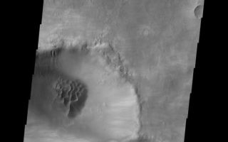 <h1>PIA10311:  Noachis Dunes</h1><div class="PIA10311" lang="en" style="width:549px;text-align:left;margin:auto;background-color:#000;padding:10px;max-height:150px;overflow:auto;"><p><a href="/figures/PIA10311_fig1.jpg"></a><br><b>Context image for PIA10311<br />Noachis Dunes</b></p><p>This crater and it's dune field are located in southern Noachis Terra.<p>Image information: VIS instrument. Latitude -56.2N, Longitude 4.7E. 17 meter/pixel resolution.</p><p>Please see the <a href="http://themis.asu.edu/terms" target="_blank">THEMIS Data Citation Note</a> for details on crediting THEMIS images.</p><p>Note: this THEMIS visual image has not been radiometrically nor geometrically calibrated for this preliminary release. An empirical correction has been performed to remove instrumental effects. A linear shift has been applied in the cross-track and down-track direction to approximate spacecraft and planetary motion. Fully calibrated and geometrically projected images will be released through the Planetary Data System in accordance with Project policies at a later time.</p><p>NASA's Jet Propulsion Laboratory manages the 2001 Mars Odyssey mission for NASA's Office of Space Science, Washington, D.C. The Thermal Emission Imaging System (THEMIS) was developed by Arizona State University, Tempe, in collaboration with Raytheon Santa Barbara Remote Sensing. The THEMIS investigation is led by Dr. Philip Christensen at Arizona State University. Lockheed Martin Astronautics, Denver, is the prime contractor for the Odyssey project, and developed and built the orbiter. Mission operations are conducted jointly from Lockheed Martin and from JPL, a division of the California Institute of Technology in Pasadena.<br /><br /><a href="http://photojournal.jpl.nasa.gov/catalog/PIA10311" onclick="window.open(this.href); return false;" title="Voir l'image 	 PIA10311:  Noachis Dunes	  sur le site de la NASA">Voir l'image 	 PIA10311:  Noachis Dunes	  sur le site de la NASA.</a></div>