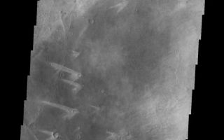 <h1>PIA10342:  Windstreaks</h1><div class="PIA10342" lang="en" style="width:552px;text-align:left;margin:auto;background-color:#000;padding:10px;max-height:150px;overflow:auto;"><p><a href="/figures/PIA10342_fig1.jpg"></a><br><b>Context image for PIA10342<br />Windstreaks</b></p><p>These windstreaks are located to the northeast of Meridiani Planum. The "tails"point in different directions, indicating that the winds in the region vary in direction.<p>Image information: VIS instrument. Latitude 2.7N, Longitude 9.2E. 18 meter/pixel resolution.</p><p>Please see the <a href="http://themis.asu.edu/terms" target="_blank">THEMIS Data Citation Note</a> for details on crediting THEMIS images.</p><p>Note: this THEMIS visual image has not been radiometrically nor geometrically calibrated for this preliminary release. An empirical correction has been performed to remove instrumental effects. A linear shift has been applied in the cross-track and down-track direction to approximate spacecraft and planetary motion. Fully calibrated and geometrically projected images will be released through the Planetary Data System in accordance with Project policies at a later time.</p><p>NASA's Jet Propulsion Laboratory manages the 2001 Mars Odyssey mission for NASA's Office of Space Science, Washington, D.C. The Thermal Emission Imaging System (THEMIS) was developed by Arizona State University, Tempe, in collaboration with Raytheon Santa Barbara Remote Sensing. The THEMIS investigation is led by Dr. Philip Christensen at Arizona State University. Lockheed Martin Astronautics, Denver, is the prime contractor for the Odyssey project, and developed and built the orbiter. Mission operations are conducted jointly from Lockheed Martin and from JPL, a division of the California Institute of Technology in Pasadena.<br /><br /><a href="http://photojournal.jpl.nasa.gov/catalog/PIA10342" onclick="window.open(this.href); return false;" title="Voir l'image 	 PIA10342:  Windstreaks	  sur le site de la NASA">Voir l'image 	 PIA10342:  Windstreaks	  sur le site de la NASA.</a></div>