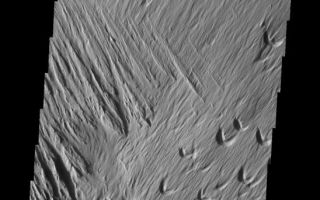 <h1>PIA10343:  Wind Action</h1><div class="PIA10343" lang="en" style="width:548px;text-align:left;margin:auto;background-color:#000;padding:10px;max-height:150px;overflow:auto;"><p><a href="/figures/PIA10343_fig1.jpg"></a><br><b>Context image for PIA10343<br />Wind Action</b></p><p>Located on the southern edge of a mensa east of Apollinaris Patera, the poorly cemented material of this hill is being eroded by wind action.<p>Image information: VIS instrument. Latitude -11.6N, Longitude 180.4E. 18 meter/pixel resolution.</p><p>Please see the <a href="http://themis.asu.edu/terms" target="_blank">THEMIS Data Citation Note</a> for details on crediting THEMIS images.</p><p>Note: this THEMIS visual image has not been radiometrically nor geometrically calibrated for this preliminary release. An empirical correction has been performed to remove instrumental effects. A linear shift has been applied in the cross-track and down-track direction to approximate spacecraft and planetary motion. Fully calibrated and geometrically projected images will be released through the Planetary Data System in accordance with Project policies at a later time.</p><p>NASA's Jet Propulsion Laboratory manages the 2001 Mars Odyssey mission for NASA's Office of Space Science, Washington, D.C. The Thermal Emission Imaging System (THEMIS) was developed by Arizona State University, Tempe, in collaboration with Raytheon Santa Barbara Remote Sensing. The THEMIS investigation is led by Dr. Philip Christensen at Arizona State University. Lockheed Martin Astronautics, Denver, is the prime contractor for the Odyssey project, and developed and built the orbiter. Mission operations are conducted jointly from Lockheed Martin and from JPL, a division of the California Institute of Technology in Pasadena.<br /><br /><a href="http://photojournal.jpl.nasa.gov/catalog/PIA10343" onclick="window.open(this.href); return false;" title="Voir l'image 	 PIA10343:  Wind Action	  sur le site de la NASA">Voir l'image 	 PIA10343:  Wind Action	  sur le site de la NASA.</a></div>