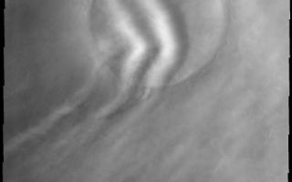 <h1>PIA10810:  Crater Clouds</h1><div class="PIA10810" lang="en" style="width:491px;text-align:left;margin:auto;background-color:#000;padding:10px;max-height:150px;overflow:auto;"><p><a href="/figures/PIA10810_fig1.jpg"></a><br><b>Context image for PIA10810<br />Crater Clouds</b></p><p>Northern springtime means clouds. These clouds are close enough to the surface to be affected by this crater.<p>Image information: VIS instrument. Latitude 74.4N, Longitude 290.0E. 20 meter/pixel resolution.</p><p>Please see the <a href="http://themis.asu.edu/terms" target="_blank">THEMIS Data Citation Note</a> for details on crediting THEMIS images.</p><p>Note: this THEMIS visual image has not been radiometrically nor geometrically calibrated for this preliminary release. An empirical correction has been performed to remove instrumental effects. A linear shift has been applied in the cross-track and down-track direction to approximate spacecraft and planetary motion. Fully calibrated and geometrically projected images will be released through the Planetary Data System in accordance with Project policies at a later time.</p><p>NASA's Jet Propulsion Laboratory manages the 2001 Mars Odyssey mission for NASA's Office of Space Science, Washington, D.C. The Thermal Emission Imaging System (THEMIS) was developed by Arizona State University, Tempe, in collaboration with Raytheon Santa Barbara Remote Sensing. The THEMIS investigation is led by Dr. Philip Christensen at Arizona State University. Lockheed Martin Astronautics, Denver, is the prime contractor for the Odyssey project, and developed and built the orbiter. Mission operations are conducted jointly from Lockheed Martin and from JPL, a division of the California Institute of Technology in Pasadena.<br /><br /><a href="http://photojournal.jpl.nasa.gov/catalog/PIA10810" onclick="window.open(this.href); return false;" title="Voir l'image 	 PIA10810:  Crater Clouds	  sur le site de la NASA">Voir l'image 	 PIA10810:  Crater Clouds	  sur le site de la NASA.</a></div>