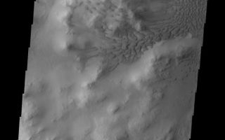 <h1>PIA10876:  Lyot Dunes</h1><div class="PIA10876" lang="en" style="width:584px;text-align:left;margin:auto;background-color:#000;padding:10px;max-height:150px;overflow:auto;"><p><a href="/figures/PIA10876_fig1.jpg"></a><br><b>Context image for PIA10876<br />Lyot Dunes</b></p><p>This large dune field is located on the floor of Lyot Crater.<p>Image information: VIS instrument. Latitude 50.0N, Longitude 28.5E. 19 meter/pixel resolution.</p><p>Please see the <a href="http://themis.asu.edu/terms" target="_blank">THEMIS Data Citation Note</a> for details on crediting THEMIS images.</p><p>Note: this THEMIS visual image has not been radiometrically nor geometrically calibrated for this preliminary release. An empirical correction has been performed to remove instrumental effects. A linear shift has been applied in the cross-track and down-track direction to approximate spacecraft and planetary motion. Fully calibrated and geometrically projected images will be released through the Planetary Data System in accordance with Project policies at a later time.</p><p>NASA's Jet Propulsion Laboratory manages the 2001 Mars Odyssey mission for NASA's Office of Space Science, Washington, D.C. The Thermal Emission Imaging System (THEMIS) was developed by Arizona State University, Tempe, in collaboration with Raytheon Santa Barbara Remote Sensing. The THEMIS investigation is led by Dr. Philip Christensen at Arizona State University. Lockheed Martin Astronautics, Denver, is the prime contractor for the Odyssey project, and developed and built the orbiter. Mission operations are conducted jointly from Lockheed Martin and from JPL, a division of the California Institute of Technology in Pasadena.<br /><br /><a href="http://photojournal.jpl.nasa.gov/catalog/PIA10876" onclick="window.open(this.href); return false;" title="Voir l'image 	 PIA10876:  Lyot Dunes	  sur le site de la NASA">Voir l'image 	 PIA10876:  Lyot Dunes	  sur le site de la NASA.</a></div>