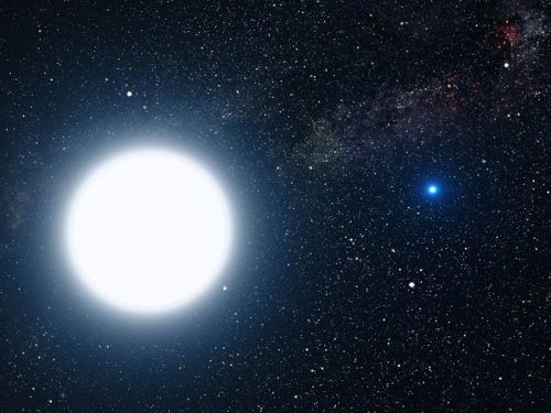 Agrandir l'image de Sirius A et B, deux naines blanches