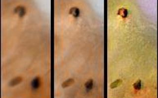 <h1>PIA01065:  Lack of visible change around active hotspots on Io</h1><div class="PIA01065" lang="en" style="width:193px;text-align:left;margin:auto;background-color:#000;padding:10px;max-height:150px;overflow:auto;">Detail of changes around two hotspots on Jupiter's moon Io as seen by Voyager 1 in April 1979 (left) and NASA's Galileo spacecraft on September 7th, 1996 (middle and right). The right frame was created with images from the Galileo Solid State Imaging system's near-infrared (756 nm), green, and violet filters. For better comparison, the middle frame mimics Voyager colors. The calderas at the top and at the lower right of the images correspond to the locations of hotspots detected by the Near Infrared Mapping Spectrometer aboard the Galileo spacecraft during its second orbit. There are no significant morphologic changes around these hot calderas; however, the diffuse red deposits, which are simply dark in the Voyager colors, appear to be associated with recent and/or ongoing volcanic activity. The three calderas range in size from approximately 100 kilometers to approximately 150 kilometers in diameter. The caldera in the lower right of each frame is named Malik. North is to the top of all frames.<p>The Jet Propulsion Laboratory, Pasadena, CA manages the Galileo mission for NASA's Office of Space Science, Washington, DC. JPL is an operating division of California Institute of Technology (Caltech).<p>This image and other images and data received from Galileo are posted on the World Wide Web, on the Galileo mission home page at URL http://galileo.jpl.nasa.gov. Background information and educational context for the images can be found at <a href="http://www2.jpl.nasa.gov/galileo/sepo/" target="_blank">http://www.jpl.nasa.gov/galileo/sepo</a>..<br /><br /><a href="http://photojournal.jpl.nasa.gov/catalog/PIA01065" onclick="window.open(this.href); return false;" title="Voir l'image 	 PIA01065:  Lack of visible change around active hotspots on Io	  sur le site de la NASA">Voir l'image 	 PIA01065:  Lack of visible change around active hotspots on Io	  sur le site de la NASA.</a></div>