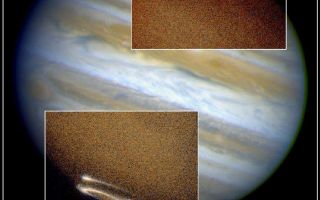 <h1>PIA01254:  Hubble Provides Complete View of Jupiter's Auroras</h1><div class="PIA01254" lang="en" style="width:795px;text-align:left;margin:auto;background-color:#000;padding:10px;max-height:150px;overflow:auto;">NASA's Hubble Space Telescope has captured a complete view of Jupiter's northern and southern auroras.<p>Images taken in ultraviolet light by the Space Telescope Imaging Spectrograph (STIS) show both auroras, the oval-shaped objects in the inset photos. While the Hubble telescope has obtained images of Jupiter's northern and southern lights since 1990, the new STIS instrument is 10 times more sensitive than earlier cameras. This allows for short exposures, reducing the blurring of the image caused by Jupiter's rotation and providing two to five times higher resolution than earlier cameras. The resolution in these images is sufficient to show the "curtain" of auroral light extending several hundred miles above Jupiter's limb (edge). Images of Earth's auroral curtains, taken from the space shuttle, have a similar appearance. Jupiter's auroral images are superimposed on a Wide Field and Planetary Camera 2 image of the entire planet. The auroras are brilliant curtains of light in Jupiter's upper atmosphere. Jovian auroral storms, like Earth's, develop when electrically charged particles trapped in the magnetic field surrounding the planet spiral inward at high energies toward the north and south magnetic poles. When these particles hit the upper atmosphere, they excite atoms and molecules there, causing them to glow (the same process acting in street lights).<p>The electrons that strike Earth's atmosphere come from the sun, and the auroral lights remain concentrated above the night sky in response to the "solar wind."<br /><br /><a href="http://photojournal.jpl.nasa.gov/catalog/PIA01254" onclick="window.open(this.href); return false;" title="Voir l'image 	 PIA01254:  Hubble Provides Complete View of Jupiter's Auroras	  sur le site de la NASA">Voir l'image 	 PIA01254:  Hubble Provides Complete View of Jupiter's Auroras	  sur le site de la NASA.</a></div>