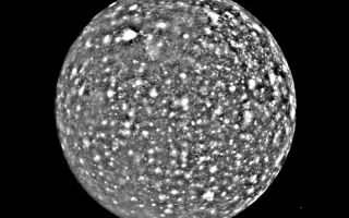 <h1>PIA02253:  Callisto</h1><div class="PIA02253" lang="en" style="width:800px;text-align:left;margin:auto;background-color:#000;padding:10px;max-height:150px;overflow:auto;">This black and white image of Callisto was taken by Voyager 2 about 3:20 A.M PDT Saturday, July 7, from a range of about 1.1 million kilometers (675,000 miles). The picture has been enhanced to reveal detail in the scene. Voyager l's high resolution coverage was of the hemisphere just over the right-hand (eastern) horizon, and the large ring structure discovered by Voyager 1 is just over the eastern limb. This image shows yet another ring structure in the upper part of the picture. Callisto exhibits some of the most ancient terrain seen on any of the satellites. Scientists think Callisto's surface is a mixture of ice and rock dating back to the final stages of planetary accretion (over 4 billion years ago) when the surface was pockmarked by a torrential bombardment of meteorites. Younger craters show as bright spots, probably because they expose fresh ice and frost.<br /><br /><a href="http://photojournal.jpl.nasa.gov/catalog/PIA02253" onclick="window.open(this.href); return false;" title="Voir l'image 	 PIA02253:  Callisto	  sur le site de la NASA">Voir l'image 	 PIA02253:  Callisto	  sur le site de la NASA.</a></div>