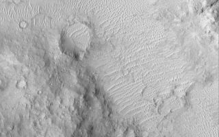 <h1>PIA04806:  Large Windblown Ripples</h1><div class="PIA04806" lang="en" style="width:800px;text-align:left;margin:auto;background-color:#000;padding:10px;max-height:150px;overflow:auto;">MGS MOC Release No. MOC2-519, 20 October 2003<p />This April 2003 Mars Global Surveyor (MGS) Mars Orbiter Camera (MOC) high resolution image shows a depression in the martian southern cratered highlands near 1.3°S, 244.3°W. The floor of the depression and some nearby craters are covered by large windblown ripples or small sand dunes. This image of ancient martian terrain covers an area 3 km (1.9 mi) across and is illuminated by sunlight from the upper left.<br /><br /><a href="http://photojournal.jpl.nasa.gov/catalog/PIA04806" onclick="window.open(this.href); return false;" title="Voir l'image 	 PIA04806:  Large Windblown Ripples	  sur le site de la NASA">Voir l'image 	 PIA04806:  Large Windblown Ripples	  sur le site de la NASA.</a></div>