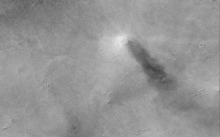 <h1>PIA04875:  Sabaeus Dust Devil</h1><div class="PIA04875" lang="en" style="width:512px;text-align:left;margin:auto;background-color:#000;padding:10px;max-height:150px;overflow:auto;">MGS MOC Release No. MOC2-546, 16 November 2003<p />This Mars Global Surveyor (MGS) Mars Orbiter Camera (MOC) picture shows an active dust devil in Sinus Sabaeus, southeast of Schiaparelli Basin. Sunlight illuminates the scene from the upper left (northwest). The dust devil is best recognized by the dark, columnar shadow it casts toward the lower right (southeast). This image is located near 5.4°S, 340.0°W. The area shown is about 3 km (1.9 mi) wide.<br /><br /><a href="http://photojournal.jpl.nasa.gov/catalog/PIA04875" onclick="window.open(this.href); return false;" title="Voir l'image 	 PIA04875:  Sabaeus Dust Devil	  sur le site de la NASA">Voir l'image 	 PIA04875:  Sabaeus Dust Devil	  sur le site de la NASA.</a></div>