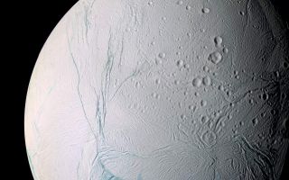 <h1>PIA07800:  Enceladus the Storyteller</h1><div class="PIA07800" lang="en" style="width:800px;text-align:left;margin:auto;background-color:#000;padding:10px;max-height:150px;overflow:auto;"><p>A masterpiece of deep time and wrenching gravity, the tortured surface of Saturn's moon Enceladus and its fascinating ongoing geologic activity tell the story of the ancient and present struggles of one tiny world. This is a story that is recounted by imaging scientists in a paper published in the journal Science on March 10, 2006.</p><p>The enhanced color view of Enceladus seen here is largely of the southern hemisphere and includes the south polar terrain at the bottom of the image. </p><p>Ancient craters remain somewhat pristine in some locales, but have clearly relaxed in others. Northward-trending fractures, likely caused by a change in the moon's rate of rotation and the consequent flattening of the moon's shape, rip across the southern hemisphere. The south polar terrain is marked by a striking set of `blue' fractures and encircled by a conspicuous and continuous chain of folds and ridges, testament to the forces within Enceladus that have yet to be silenced.</p><p>The mosaic was created from 21 false-color frames taken during the Cassini spacecraft's close approaches to Enceladus on March 9 and July 14, 2005. Images taken using filters sensitive to ultraviolet, visible and infrared light (spanning wavelengths from 338 to 930 nanometers) were combined to create the individual frames.<p>The mosaic is an orthographic projection centered at 46.8 degrees south latitude, 188 degrees west longitude, and has an image scale of 67 meters (220 feet) per pixel. The original images ranged in resolution from 67 meters per pixel to 350 meters (1,150 feet) per pixel and were taken at distances ranging from 11,100 to 61,300 kilometers (6,900 to miles) from Enceladus. </p><p>The Cassini-Huygens mission is a cooperative project of NASA, the European Space Agency and the Italian Space Agency.  The Jet Propulsion Laboratory, a division of the California Institute of Technology in Pasadena, manages the mission for NASA's Science Mission Directorate, Washington, D.C. The Cassini orbiter and its two onboard cameras were designed, developed and assembled at JPL.  The imaging operations center is based at the Space Science Institute in Boulder, Colo.</p><p>For more information about the Cassini-Huygens mission visit <a href="http://saturn.jpl.nasa.gov">http://saturn.jpl.nasa.gov/home/index.cfm</a>. The Cassini imaging team homepage is at <a href="http://ciclops.org">http://ciclops.org</a>.</p><br /><br /><a href="http://photojournal.jpl.nasa.gov/catalog/PIA07800" onclick="window.open(this.href); return false;" title="Voir l'image 	 PIA07800:  Enceladus the Storyteller	  sur le site de la NASA">Voir l'image 	 PIA07800:  Enceladus the Storyteller	  sur le site de la NASA.</a></div>
