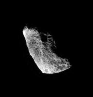 <h1>PIA08904:  Unusual Hyperion</h1><div class="PIA08904" lang="en" style="width:384px;text-align:left;margin:auto;background-color:#000;padding:10px;max-height:150px;overflow:auto;"><p>Chaotically tumbling and seriously eroded by impacts, Hyperion is one of Saturn's more unusual satellites. Scientists believe the moon to be quite porous, with a great deal of its volume being empty space.</p><p>Impact blasted Hyperion is 280 kilometers (174 miles) across. Only part of the moon is visible in this image, the rest being hidden in shadow.</p><p>The image was taken with the Cassini spacecraft narrow-angle camera using a spectral filter sensitive to wavelengths of infrared light centered at 930 nanometers. The view was acquired on Feb. 15, 2007 at a distance of approximately 224,000 kilometers (139,000 miles) from Hyperion. Image scale is 1 kilometer (3,281 feet) per pixel.</p><p>The Cassini-Huygens mission is a cooperative project of NASA, the European Space Agency and the Italian Space Agency. The Jet Propulsion Laboratory, a division of the California Institute of Technology in Pasadena, manages the mission for NASA's Science Mission Directorate, Washington, D.C. The Cassini orbiter and its two onboard cameras were designed, developed and assembled at JPL. The imaging operations center is based at the Space Science Institute in Boulder, Colo.</p><p>For more information about the Cassini-Huygens mission visit <a href="http://saturn.jpl.nasa.gov">http://saturn.jpl.nasa.gov/home/index.cfm</a>. The Cassini imaging team homepage is at <a href="http://ciclops.org">http://ciclops.org</a>.</p><br /><br /><a href="http://photojournal.jpl.nasa.gov/catalog/PIA08904" onclick="window.open(this.href); return false;" title="Voir l'image 	 PIA08904:  Unusual Hyperion	  sur le site de la NASA">Voir l'image 	 PIA08904:  Unusual Hyperion	  sur le site de la NASA.</a></div>